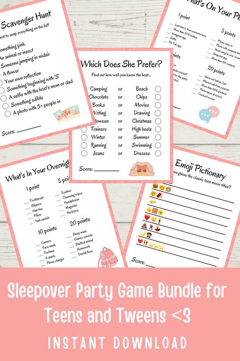 Girly Pajama, Girl Sleepover Games, Games For Girls Sleepover, Picnic Business, Birthday Sleepover Ideas, Teenage Birthday Party, Girls Party Games, Teenage Birthday