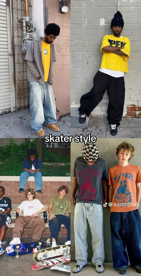 Men Outfit Collage, Skate Style Boy, Guys Streetwear, Emo Boy Outfit, Skate Outfit, Sick Clothes, Cool Kids Clothes, Outfit Collage, Street Fashion Men Streetwear