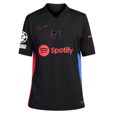 Barcelona 24/25 UCL Away Jersey by Nike Barcelona Jersey, Barcelona Jerseys, Black Kit, Tandem, Accent Colors, Barcelona, Soccer, Nike, Quick Saves