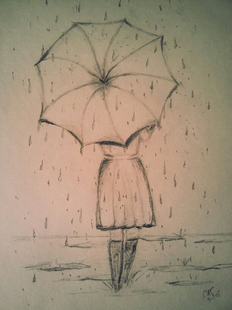 Rain Clouds And Rain Drawing, Rain Storm Drawing, Easy Rain Painting Ideas, Rain Drawing Ideas, How To Draw Rain Drops, Rain Drawing Easy, Rain Aesthetic Drawing, Rain Drawing Sketches, Raining Drawing