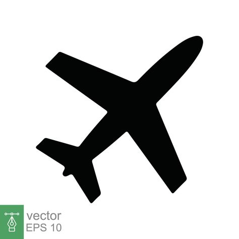 Plane Vector Illustration, Plane Vector, Plane Silhouette, Airplane Icon, Theme Nights, Airplane Vector, Airplane Silhouette, Silhouette Tattoos, Flat Style