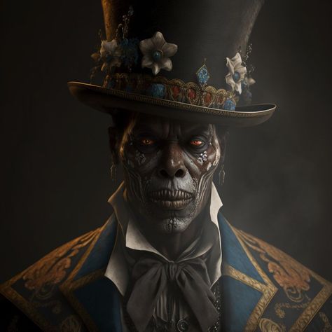 (AI art) Voodoo Design, Haitian Vodou, Voodoo Art, African Traditional Religions, Tail Coat, Baron Samedi, Papa Legba, Spirits Of The Dead, Afrofuturism Art