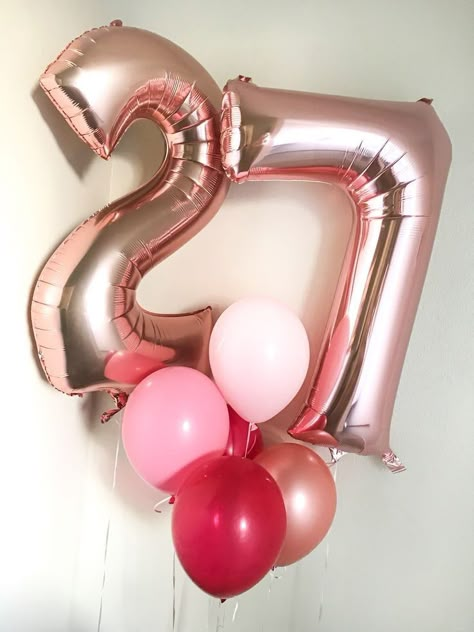 27 Balloons Number, Hello 27 Birthday, 27 Th Birthday, Ballon Numbers, 27th Birthday Ideas For Women, 27th Birthday Decorations, 27 Birthday, Birthday 27, Happy 27th Birthday