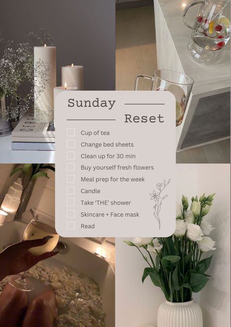 Spring Reset, Sunday Rest, Healthy Habits Motivation, Sunday Reset, Sunday Routine, Self Care Bullet Journal, Life Routines, Vie Motivation, Get My Life Together