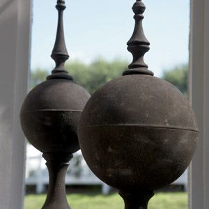 Ethan Allen evokes the Belgian aesthetic with these large and authentically aged Garden Orb finials, which serve as interesting sculpture indoors or out Belgian Aesthetic, Garden Orbs, Clements Design, French Gardens, Garden Globes, Rough Luxe, Garden Balls, Belgian Style, Topiaries