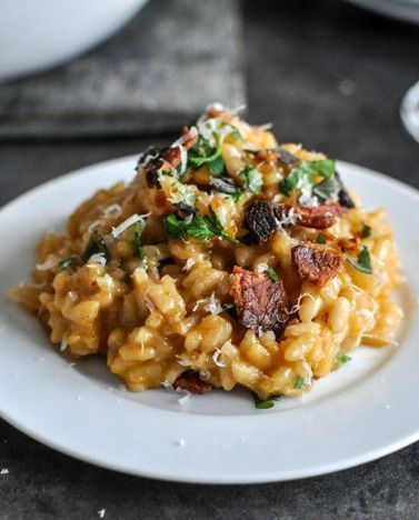 Roasted Sweet Potato Risotto I howsweeteats.com---- i made this tonight and it is delicious!!!!! #sweetpotato #risotto Potato Risotto, Sweet Potato Risotto, Roasted Sweet Potato, Meal Prep Plans, Risotto Recipes, Roasted Sweet Potatoes, Brown Butter, Biryani, Comfort Foods