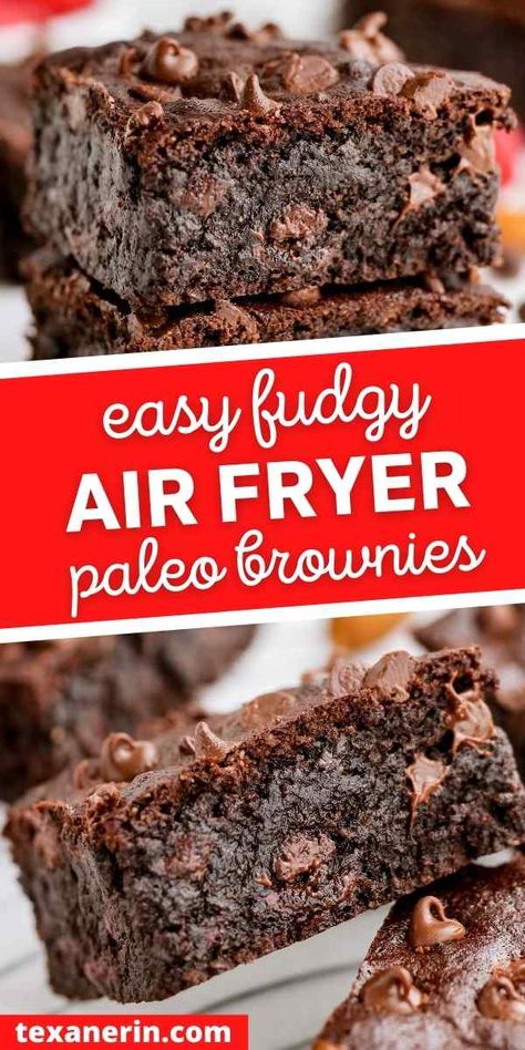 These Air Fryer Paleo Brownies are great for anyone who loves gooey brownies but prefers to bake a smaller batch. They’re made entirely with almond flour and are dairy-free. They’re super easy to make, and the air fryer makes it even easier. Keto Dessert Air Fryer, Baking Recipes For Air Fryer, Paleo Air Fryer Dessert, Air Fryer Protein Bars, Keto Air Fryer Desserts, Air Fryer Baking Recipes, Paleo Air Fryer Recipes, Paleo Air Fryer, Almond Flour Brownies