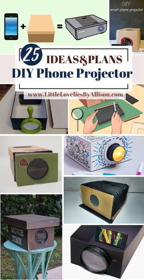 Diy Phone Projector How To Make, How To Make A Homemade Projector, Diy Movie Projector, Diy Phone Projector, Homemade Projector, Cell Phone Projector, Projector Screen Diy, Mobile Projector, Diy Phone Stand