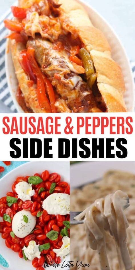 Sausage And Peppers Appetizers, Sausage And Peppers Dinner Ideas, Sides Dishes For Sausage, Side For Sausage And Peppers, Smoked Sausage Sides, Side Dish For Sausage And Peppers, Sides For Italian Sausage Sandwiches, Side Dishes For Italian Sausage, Bbq Sausage Side Dishes