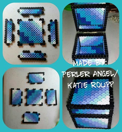 3d Perler Box Perler Bead Box Pattern, 3d Perler Bead Patterns Easy, Perler 3d, Easy Perler Bead Patterns, Melty Bead Patterns, Pearl Beads Pattern, Easy Perler Beads Ideas, 3d Perler Bead, Fuse Bead Patterns