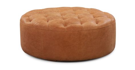 Coffee Table Pouf, Round Leather Ottoman, Poly And Bark, English Library, Poly & Bark, Poufs & Ottomans, Moroccan Leather, Traditional English, Leather Ottoman