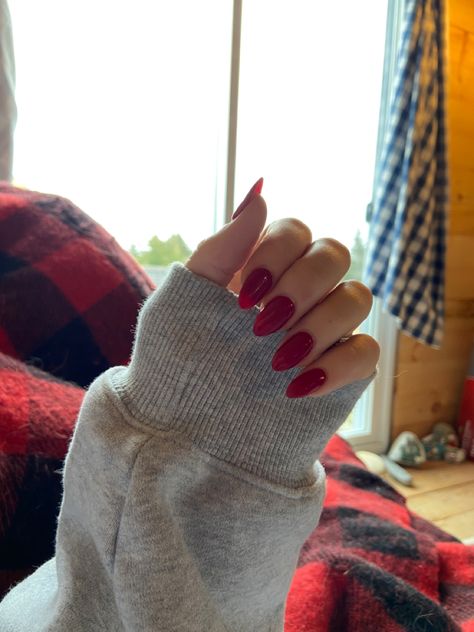 Red Dipped Nails, Red Dip Powder Nails, Red Dip Nails, Almond Dip Nails, Nail Ideas Almond, Nails Dipped, Almond Dip, Long Almond, Dip Nails