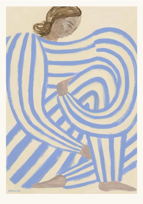 Sofia Lind, Pinturas Art Deco, Art Collaboration, Striped Art, Beauty Queen, Abstract Portrait, Beautiful Posters, Painting Art Projects, Art Graphique