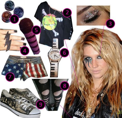 Ke$ha · DIY The Look · Cut Out + Keep Craft Blog Kesha Halloween, Kesha Costume, Kesha Halloween Costume, Kesha Concert, Kesha Animal, 2010 Outfits, Boots Diy, Halloween Party Outfits, Trendy Halloween Costumes