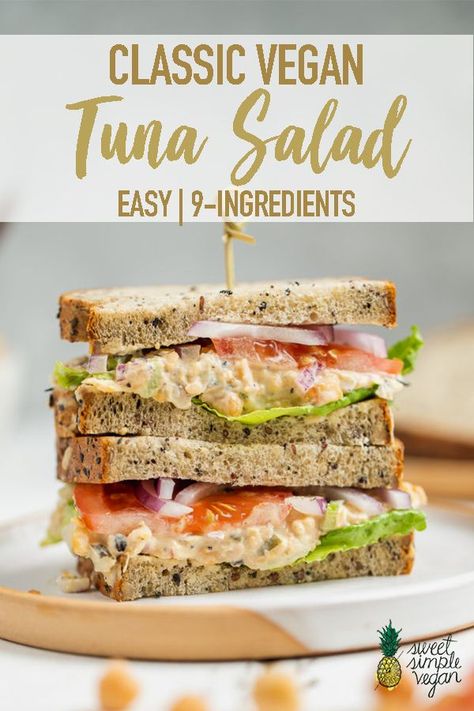 Vegan Tuna Salad, Vegan Tuna, Vegan Sandwich Recipes, Lunch On The Go, Healthy Foods To Make, Salad Easy, Vegan Fish, Healthy Food Facts, Healthy Meals To Cook