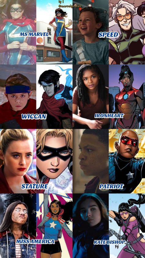 Young Avengers Fanart, Marvel Cinematic Universe Timeline, Spider Gwen Comics, Marvel Young Avengers, Marvel Character Design, Avengers Girl, Marvel Avengers Assemble, Marvel Superheroes Art, Marvel Champions