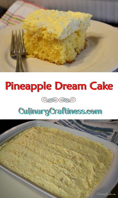 Pineapple Dream Cake with Pineapple Cream Cheese Topping – Culinary Craftiness Pineapple Sunshine Cake Recipe, Pineapple Dream Cake, Crushed Pineapple Cake, Cream Cheese Cake Recipes, Pineapple Cream Cheese, Easy Pineapple Cake, Pineapple Dream, Cake With Pineapple, Pudding Frosting