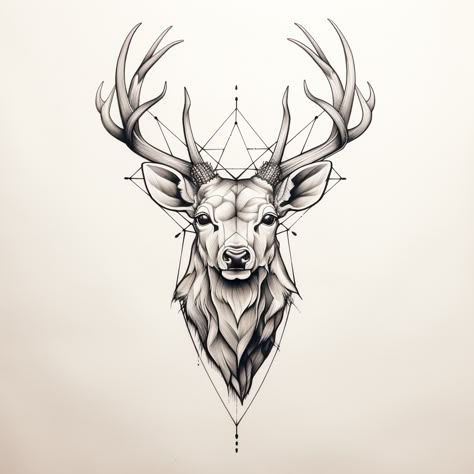 Cool Deer Tattoos, Buck Tattoo Design, Deer Face Tattoo, Deer Tattoo Ideas, Stag Tattoo Design, Draw Deer, Buck Tattoo, Deer Head Tattoo, Elk Tattoo