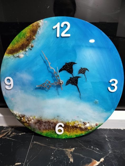 Resin wall clock Ocean theme Resin Wall Clock, Ocean Theme, Ocean Themes, Resin Art, Wall Clock, Clock, Wall, Art