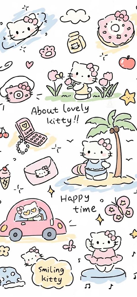 Walpaper Hello Kitty, Charmmy Kitty, Hello Kitty Crafts, Photographie Portrait Inspiration, Wallpaper Doodle, Hello Kitty Backgrounds, Sanrio Wallpaper, Iphone Wallpaper Themes, Cute Simple Wallpapers