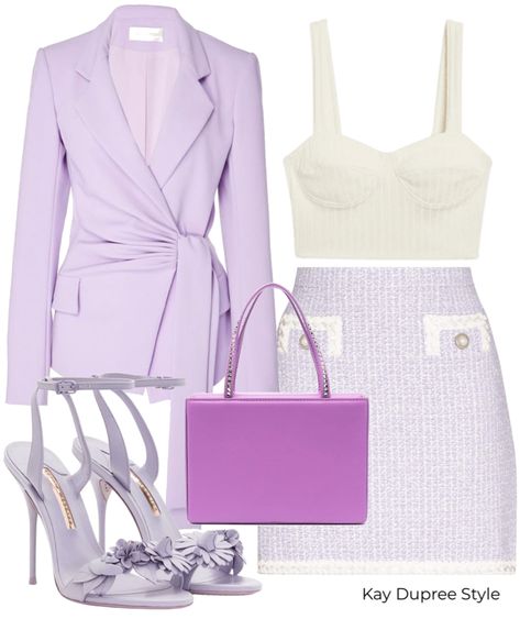 Purple Outfits For Women Classy, Light Purple Heels, Lavender Outfit Ideas, Lavender Outfit, Ideas For Date Night, Purple Heels, Green Lace Dresses, Strap Crop Top, Purple Outfits