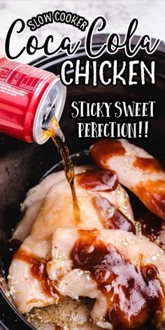 Chicken Breast Recipes Slow Cooker, Coca Cola Chicken, Chicken Breast Slow Cooker, Cola Chicken, Chicken Breast Crockpot Recipes, Crockpot Chicken Breast, Chicken Crockpot Recipes Easy, Tangy Bbq Sauce, Crockpot Dishes