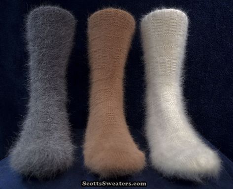 616-090 Men's Angora Socks My new design of angora socks are now available in five colors... Angora Socks, Grey Socks, Angora Sweater, Fuzzy Sweater, Dress Socks, White Sock, Cotton Socks, Sweater Making, Sweater Design