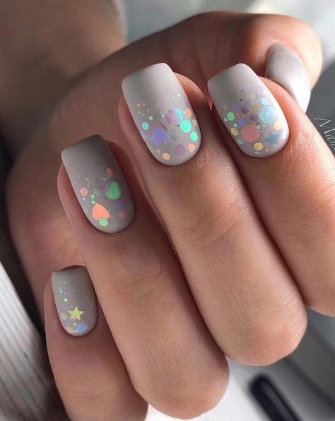 2018 Best Nail Art Ideas | Cuded Nail Art Sequins, Nail Art Unicorn, Sns Nails Colors, Galaxy Nail Art, Galaxy Nails, Awesome Nails, Art Butterfly, Creative Nail Designs, Trendy Nail Art