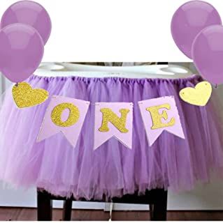 Amazon.com: purple party decorations 1ST: Toys & Games High Chair Decor, Purple Birthday Decorations, High Chair Decorations, Mermaid Happy Birthday, Purple Party Decorations, Diy Chair Covers, Chair Decor, Purple Balloons, Purple Birthday