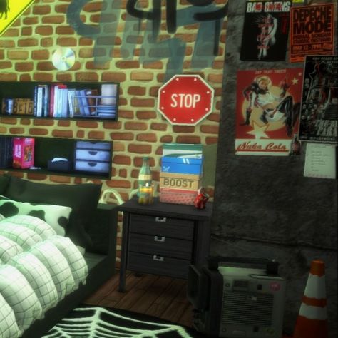 a dingy teenage bedroom links to the cc used in this pic can be found at the link in my bio, or copy/paste this link: https://savagemagician3.tumblr.com/dingyteenageroom #sims4 #ts4build #grungesims #sims4bedroom #messybedroom Messy Bedroom, Sims 4 Bedroom, Primal Scream, Teenage Bedroom, Copy Paste, Sims 4 Mods, Sims 4, Tumblr, Bedroom