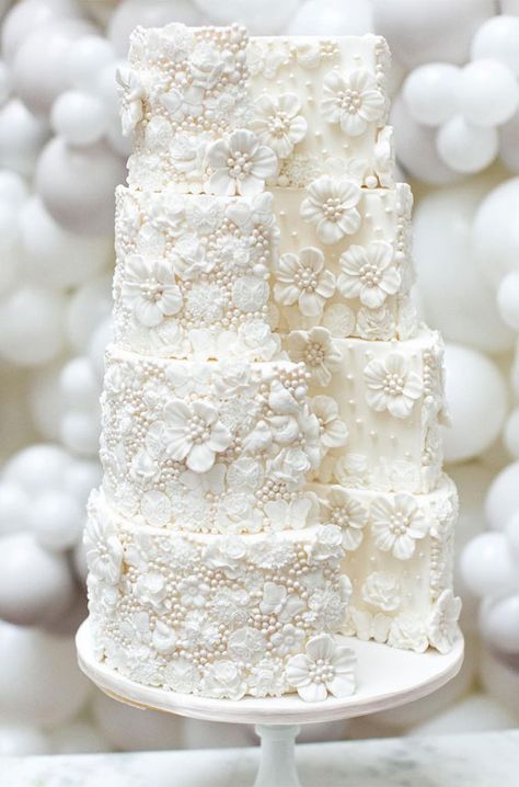 pearl wedding cake, wedding cake, wedding cake ideas, pearl wedding cake, pearl embellishment cake, wedding cakes with pearls, cake with pearls, cake with pearls and flowers, edible pearls wedding cake, latest wedding cake gallery Pearl Wedding Cakes, Cake Texture, Wedding Cake Pearls, Pearl Cake, Edible Pearls, Cake Decorating Set, Cupcake Decoration, The Wedding Cake, Garden Cakes