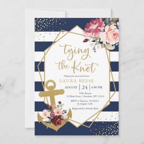 Nautical Bridal Shower Invitation - Popular Zazzle Product! Best choice, tags : #invitations, #tshirt, #card, #InvitationsCard, #legging, #trending, #holiday Nautical Theme Bridal Shower, Nautical Bridal Shower, Nautical Invitations, Nautical Bridal Showers, Photo Guest Book Wedding, Nautical Wedding Invitations, Nautical Themed Party, Chic Bridal Showers, Navy Wedding Invitations