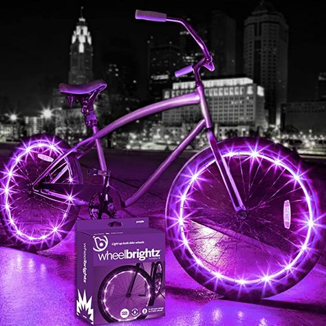 Amazon.com: Brightz WheelBrightz LED Bike Wheel Lights, Purple, 2-Pack, Purple Bike Light, Purple Bike Accessories for Women, Bicycle Accessories, Bicycle Lights, Bike Spoke Decorations, BMX Bike Accessories Part : Sports & Outdoors Bicycle Lighting, Women Bicycle, Bike Decorations, Purple Bike, Bike Decor, Sport Bicycle, Swimming Goggles Kids, Blue Bike, Powered Bicycle