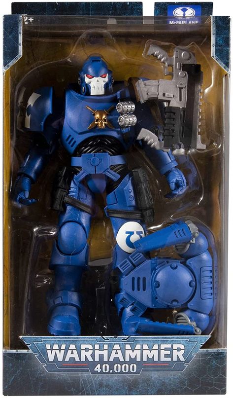 AmazonSmile: McFarlane Toys Warhammer 40,000 Ultramarines Reiver with Bolt Carbine & Base 7" Action Figure : Toys & Games Franchise Design, Warhammer Figures, Mcfarlane Toys, Space Marines, Action Figures Collection, Space Marine, Book Box, Action Figures Toys, Action Figure