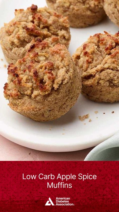 These low carb muffins are made with coconut and almond flours instead of wheat flour (which makes them gluten-free, too), and they are sweetened with erythritol, a low-calorie sugar alcohol. The result is scrumptious muffins with only 9 grams of carbohydrate and no added sugar! These are perfect for meal prepping or a grab-and-go breakfast. They are also freeze well for longer storage—just thaw at room temperature or toast them in the oven for a warm treat! Low Sugar Muffins, Flourless Muffins, Apple Spice Muffins, Spice Muffins, Low Carb Muffins, Apple Spice, Apple Muffins, Breakfast Bites, Oatmeal Muffins