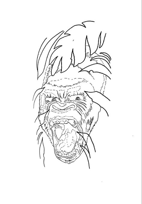 Made this for a tattoo I did trecently. Feel free to use this to help save some time. Gorilla Tattoo Stencil, Gorilla Stencil, Gorilla Tattoo Design, Gorilla Tattoos, Tattoos Outline, Tattoo Design Stencil, Jungle Tattoo, Gorilla Tattoo, Tattoo Outline Drawing