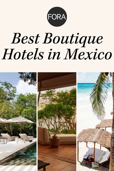 From a renovated hacienda in the Yucatán to a Mexico City design hotel, the best boutique hotels in Mexico mirror the rich culture and vibrancy of their surroundings. Enjoy a beach view, luxury rooms, and delicious meals when you book one of these stunning hotels in Mexico. Find out how to pay the same (no, really!) and get WAY more when you have a Fora advisor plan your trip to Mexico at foratravel.com. Palace Resorts, Trip To Mexico, Cancun Hotels, Luxury Collection Hotels, Stunning Hotels, Mexico Travel Guides, Mexico Hotels, Travel Bucket List Usa, Best Boutique Hotels