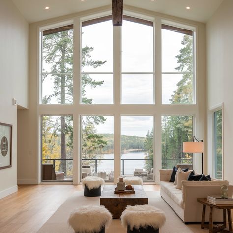 Open up your living space with oversized windows and natural light. 🌞🏡 #InteriorDesign #NaturalLight #HomeDecor #SpaciousLiving Grand Windows Living Room, Wide Windows Living Room, Living Room Window Wall, Living Room Large Windows, Big Windows Living Room, Oversized Windows, Wide Windows, Open Living Room, Big Windows