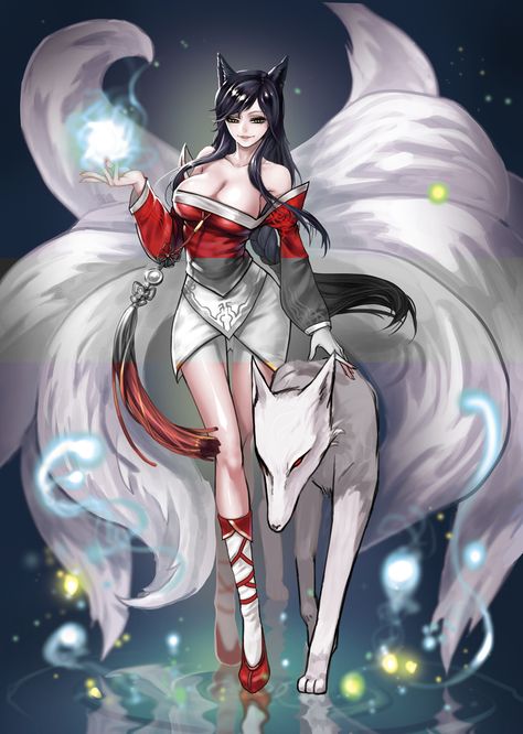 Spirit Blossom Ahri Fanart, Fox Girl Art, Fox Girl Character Design, Kitsune Girl Art, 9 Tailed Fox Art Girl, Ahri Wallpaper, Ahri League, Fox Character, League Of Legends Game