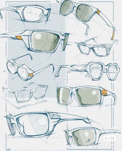 Sunglasses Design Sketch, Drawing Sunglasses, Glasses Sketch, Creative Elements, Glasses Design, Object Drawing, Industrial Design Sketch, Design Objects, Sun Shine