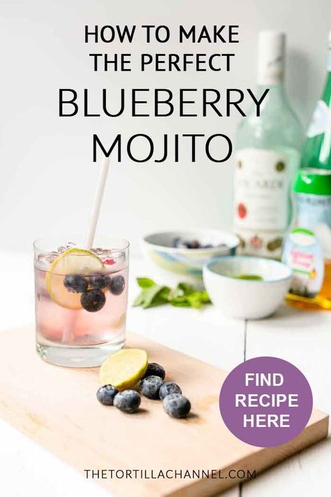 The perfect blueberry mojito cocktail. A great summer drink with bacardi rum, lime, blueberries. Want to make this recipe visit thetortillachannel.com #cocktail #mojitococktail #blueberrymojito #blueberrycocktail Blueberry Mojito Recipe, Blueberry Mojito, Jello Shot, Island Breeze, Mojito Cocktail, Low Carb Cheesecake, Mojito Recipe, Easy Blueberry, Valentine Desserts