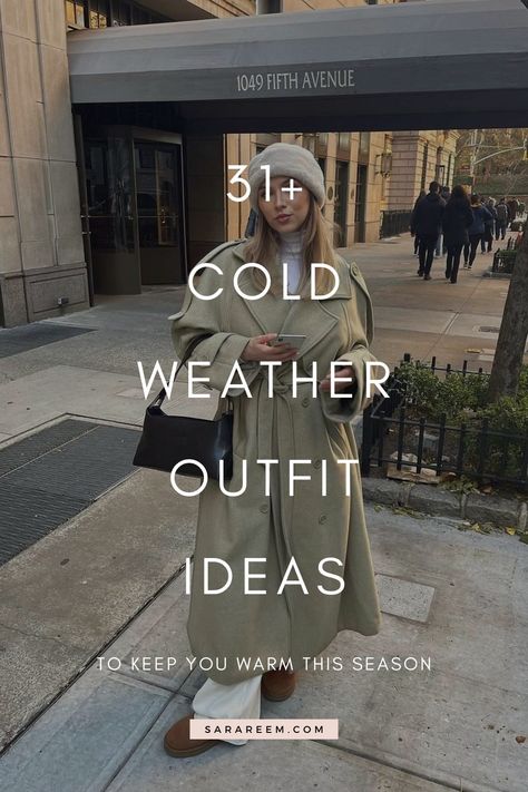 Looking for Cold Weather Outfit Ideas to stay cozy and stylish? Discover the cutest Cold Weather Outfits for 2024 and 2025, blending casual vibes with chic aesthetics. From comfy layers to cozy knits, these looks are the ultimate winter inspo for women. Perfect for staying warm while looking cute and effortless! Save this pin for all the comfy and aesthetic winter outfit inspiration you'll need this season. What To Wear In Freezing Weather, Cold Chicago Outfits, Dressing For Snow Weather, Rainy Cold Outfit, 38 Degree Weather Outfit, Winter Outfit Beanie, Weekend In The Mountains Outfit Winter, 40-50 Degree Weather Outfits, 40degree Weather Outfit