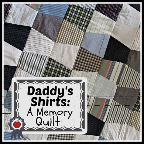 Queen B - Creative Me: Daddy's Shirts : A Memory Quilt; I will want one of these someday, but hopefully not for a very long time! Love my Daddy! Tumbler Quilt, Quilt Shirt, Memory Projects, Memory Blanket, Tshirt Quilt, Memory Crafts, Memory Shirts, Plaid Quilt, Memory Pillows