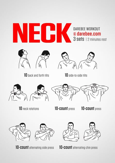 We all know that our necks is where we hold a lot of our stress. The next time you're feeling a little overwhelmed, take a few minutes to go through these stretching exercises to give your body and mind a little break. Exercises For Men, Neck Exercises, Office Exercise, Stretching Exercises, Neck Stretches, Gym Workout Tips, Shoulder Pain, Neck Pain, Daily Workout