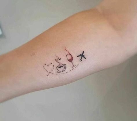 Sister Tattoo Designs, Matching Friend Tattoos, Paris Tattoo, Airplane Tattoos, Minimal Tattoo Design, Friendship Tattoos, Cute Little Tattoos, Tatuaje A Color, Tattoo Desings