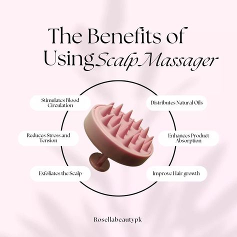 Benefit of using Scalp Massager. DM to order now✨ [Rosellabeautypk, Scalp massager, Haircare, Haircare brand, Hair Essentials, Haircare products, Hair goal's] . . . . #rosellabeautypk #haircarerange #hairgoals #explorepage #explore #exploremore #trendingnow #trending #haircareroutine #luxurybrand rand #luxury #luxurylifestyle #hairgrowth #longhair #thickhair Accelerate Hair Growth, Improve Hair Growth, Scalp Massager, Hair Essentials, Scalp Massage, Hair Care Routine, Hair Oil, Content Creation, Natural Oils