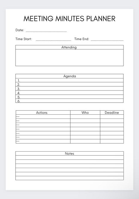 Office Organization Files Business, Work From Home Office Setup Ideas, Work Binder Organization, Work Planner Ideas, Work Planner Template, Daily Business Planner, Manager Planner, Schedule Notes, Meeting Minutes Template