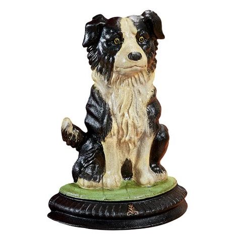 Border Collie Dog Die-Cast Iron Door Wedge Design Toscano Dog Room Decor, Cast Iron Doorstop, Dog Died, Animal Room, Border Collie Dog, Dog Door, Collie Dog, Design Toscano, Vintage Dog