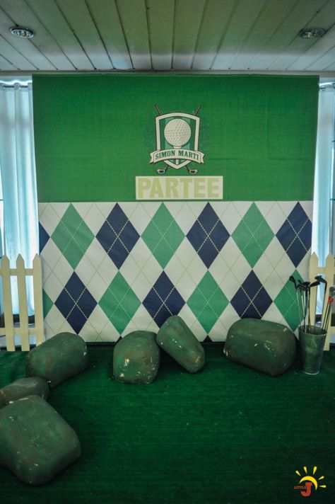 Simon’s Golf Themed Party – Photo Op Backdrop Diy Golf Party Decorations, Golf Photo Backdrop, Golf Theme Photo Backdrop, Golf Backdrops, Golf Party Photo Backdrop, 60th Golf Theme Party, Golf Theme Party Backdrop, Golf Themed Backdrop, Golf Theme 60th Birthday Party