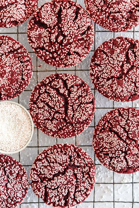 Red Velvet Sugar Cookies Red Velvet Sugar Cookies, Velvet Sugar Cookies, Small Batch Sugar Cookies, Small Batch Cookie Recipe, Ginger Snap Cookies Recipe, Red Velvet Recipes, Velvet Cookies, Small Batch Baking, Frozen Cookie Dough